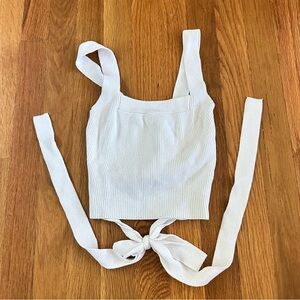 Urban Outfitters White Tie Back Cropped Tank Top Size X-Small